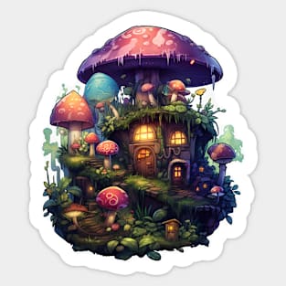 Magic mushrooms house Sticker